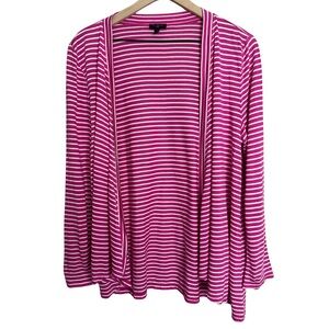 Talbots Lightweight Pink Striped Open Front Cardigan Spring Summer Preppy LP